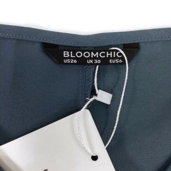 Bloomchic Stone Blue Raise Dot Mesh Patchwork Flounce Sleeve Blouse Women 26/4X - Picture 8 of 15